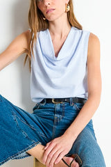 Nation Cillie Cowl Neck Tank in Mini Stripe - Viva Diva Boutique
