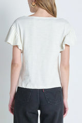 Nation Emma Flutter Sleeve Tee in Porcelain - Viva Diva Boutique