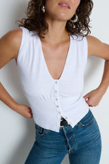 Nation Hali Button Up Tank in White