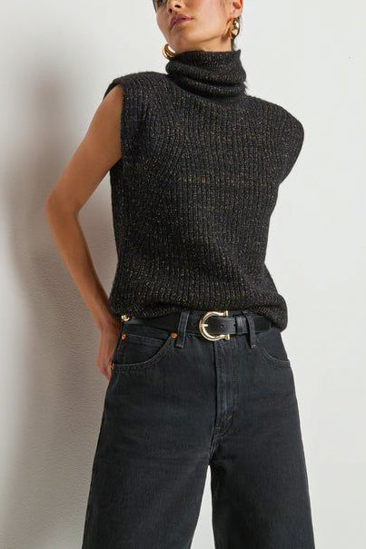 Nation Isha Turtleneck in Shiny Jet Black