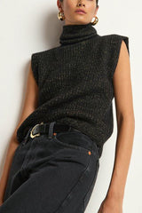 Nation Isha Turtleneck in Shiny Jet Black