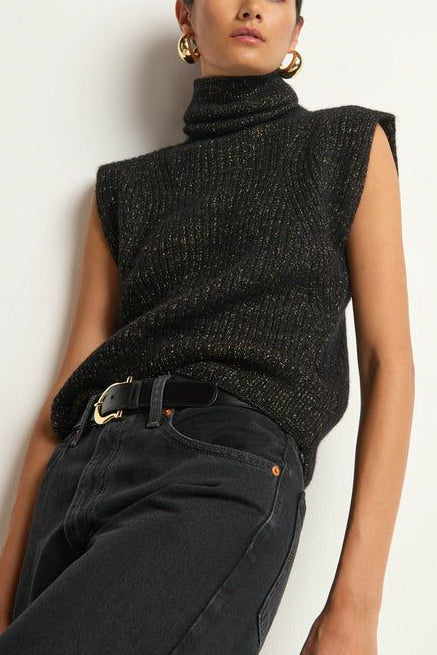 Nation Isha Turtleneck in Shiny Jet Black