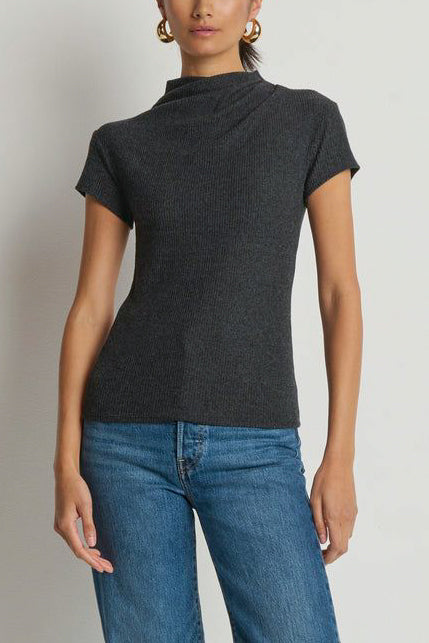 Nation Katie Draped Top in Heather Charcoal - Viva Diva Boutique