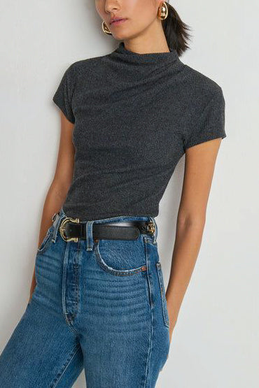 Nation Katie Draped Top in Heather Charcoal - Viva Diva Boutique