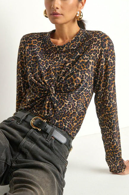 Nation Marion Twist Front Tee in Winter Leopard - Viva Diva Boutique