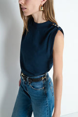 Nation Mikka Buttoned Shoulder Tank in Night Sky - Viva Diva Boutique