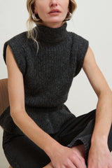 Nation Miranda Turtleneck Tank in Heather Charcoal - Viva Diva Boutique