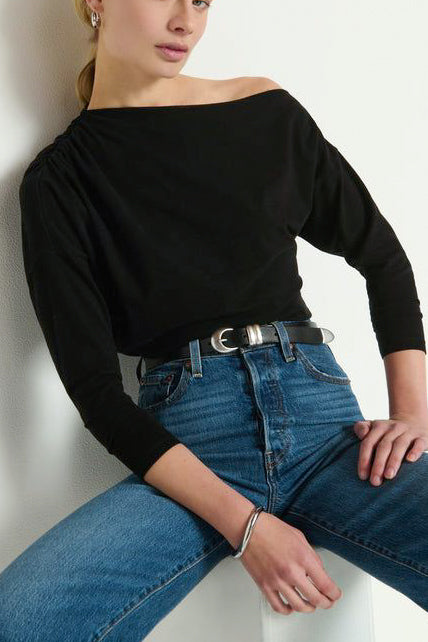 Nation Pietra Off The Shoulder Top in Jet Black