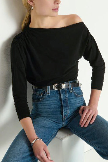 Nation Pietra Off The Shoulder Top in Jet Black