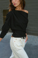 Nation Pietra Off The Shoulder Top in Jet Black