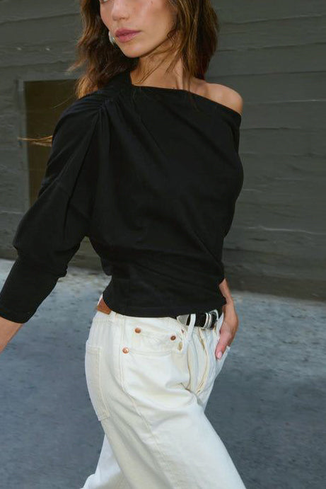 Nation Pietra Off The Shoulder Top in Jet Black