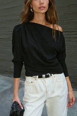 Nation Pietra Off The Shoulder Top in Jet Black