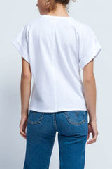 Nation Stevie Cuffed V Neck in White - Viva Diva Boutique