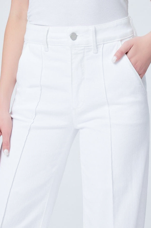 Paige Denim Sasha Trouser Pockets Pintuck in Crisp White - Viva Diva Boutique