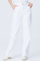 Paige Denim Sasha Trouser Pockets Pintuck in Crisp White - Viva Diva Boutique