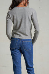 Perfect White Tee Fiona L/S V Neck in Ivory/Black Stripe - Viva Diva Boutique