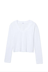 Perfect White Tee Fiona L/S V Neck in White - Viva Diva Boutique