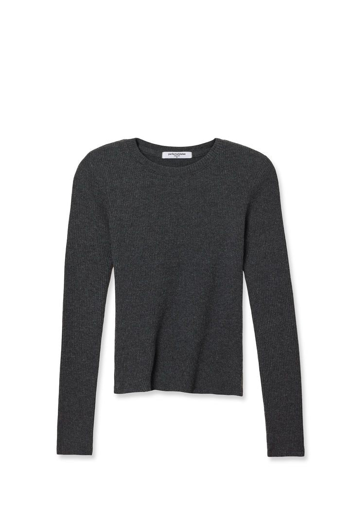 Perfect White Tee Jolie Rib Sweater in Charcoal - Viva Diva Boutique