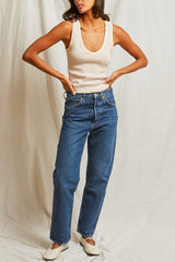 Perfect White Tee Maria V-Neck Blondie in Red Stripe - Viva Diva Boutique