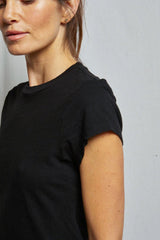 Perfect White Tee Sheryl Recycled Cotton Baby Tee in True Black - Viva Diva Boutique