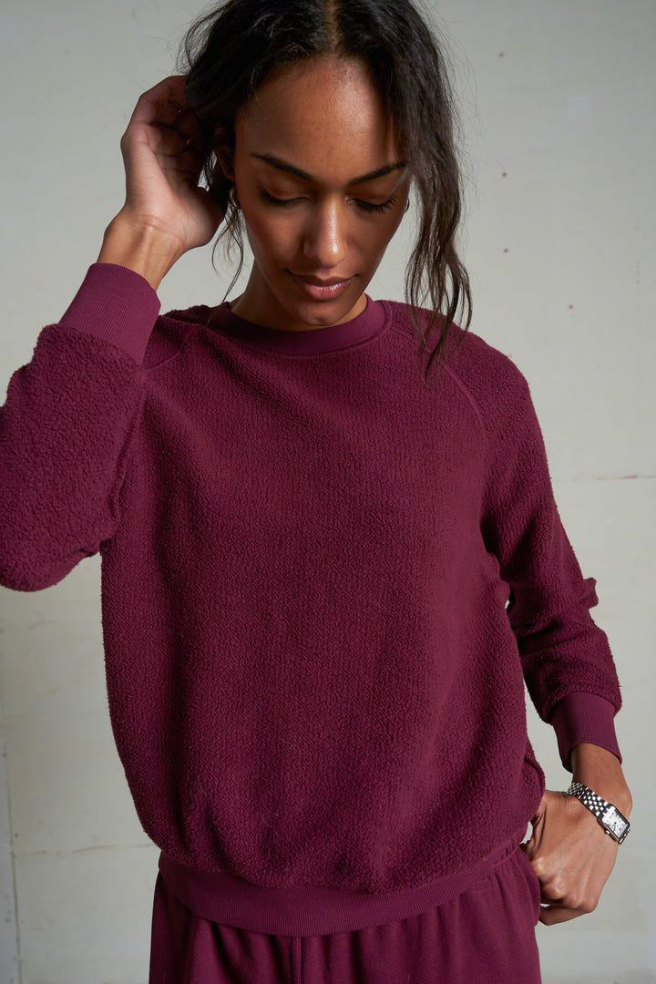 Perfect White Tee Ziggy Sweatshirt in Dark Burgundy - Viva Diva Boutique