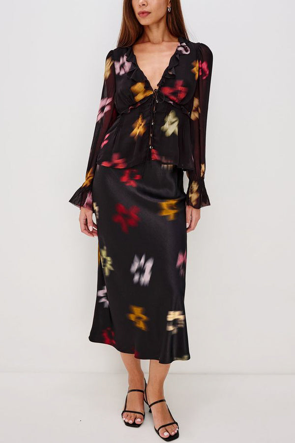 Rails Anya Skirt in Onyx Blurred Floral