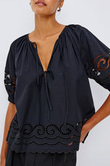 Rails Catalene Top in Black Embroidery