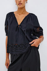 Rails Catalene Top in Black Embroidery