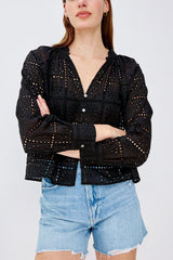 Rails Francine Blouse in Black Grid Embroidery - Viva Diva Boutique