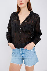 Rails Francine Blouse in Black Grid Embroidery - Viva Diva Boutique