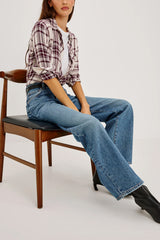 Rails Hunter Shirt in Ivory Maroon