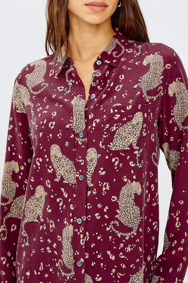 Rails Kate Blouse in Oxblood Leopard