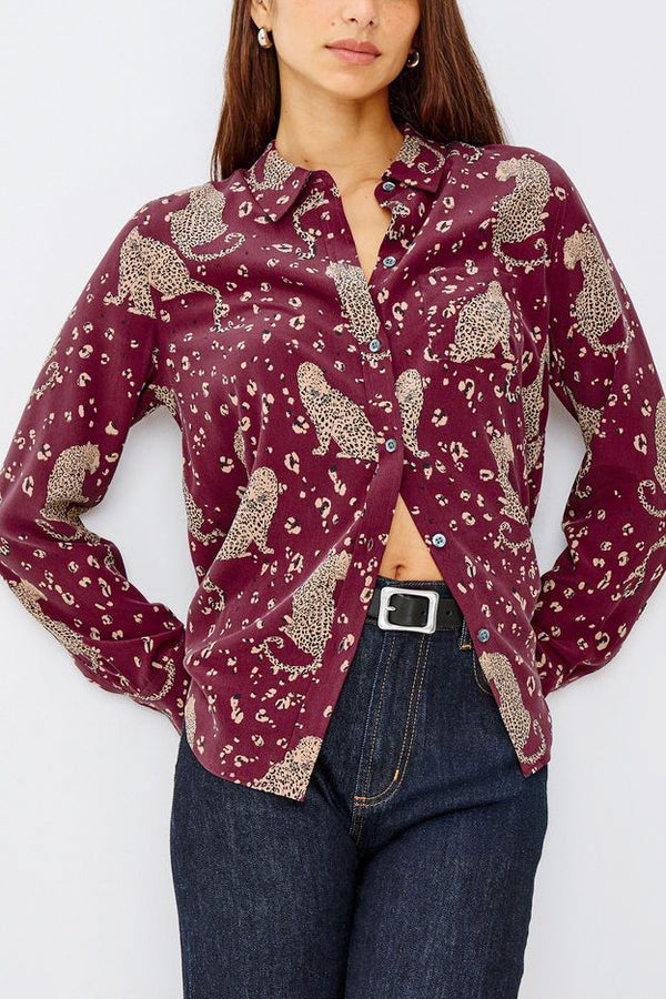 Rails Kate Blouse in Oxblood Leopard