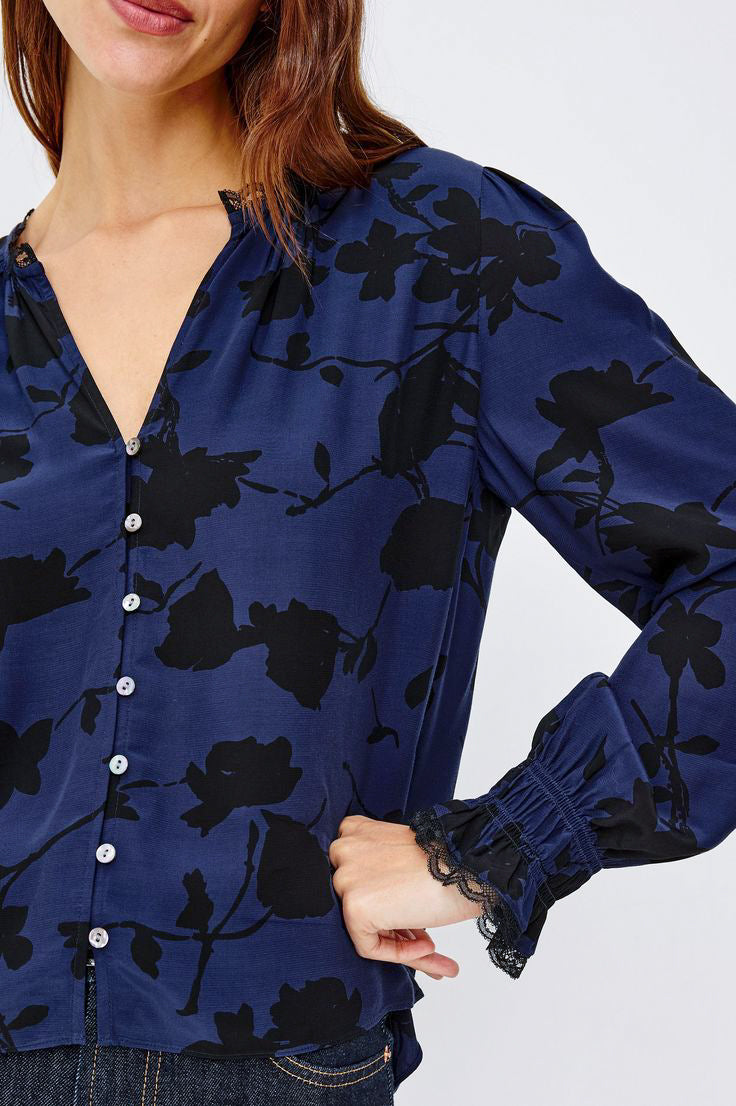 Rails Magda Blouse in Navy Tossed Roses