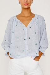 Rails Mariah Shirt in Bluebell Embroidered Stripe