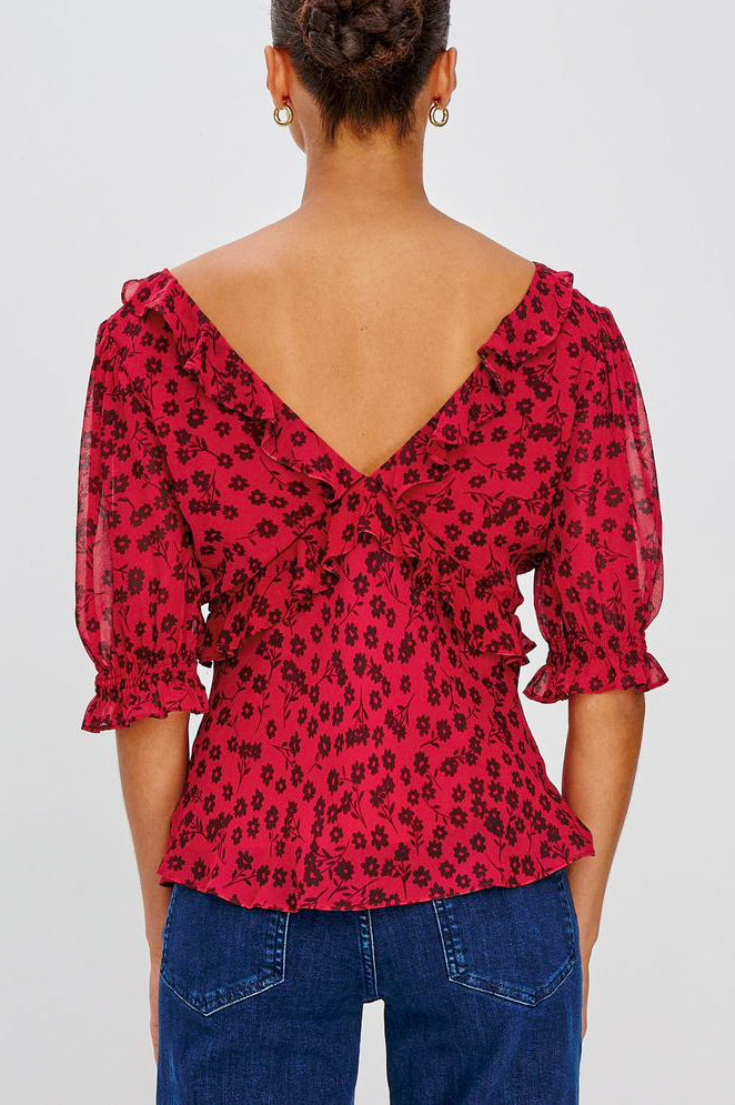 Rails Miramar Blouse in Carmine Daisies - Viva Diva Boutique