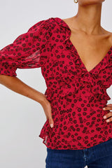 Rails Miramar Blouse in Carmine Daisies - Viva Diva Boutique