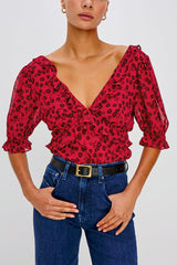 Rails Miramar Blouse in Carmine Daisies - Viva Diva Boutique