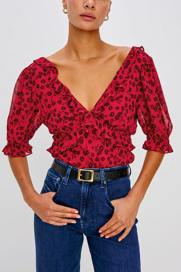 Rails Miramar Blouse in Carmine Daisies - Viva Diva Boutique