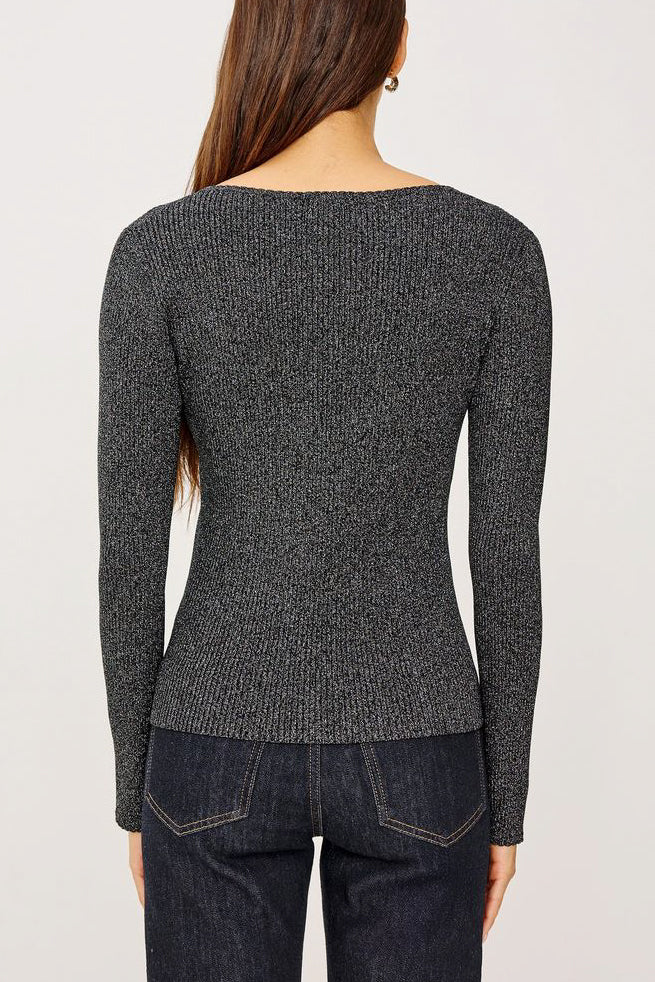Rails Paulina Sweater in Gunmetal Lurex - Viva Diva Boutique