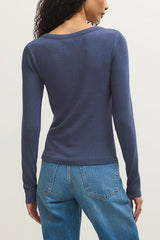 Z Supply Renae Rib L/S Top in Indigo