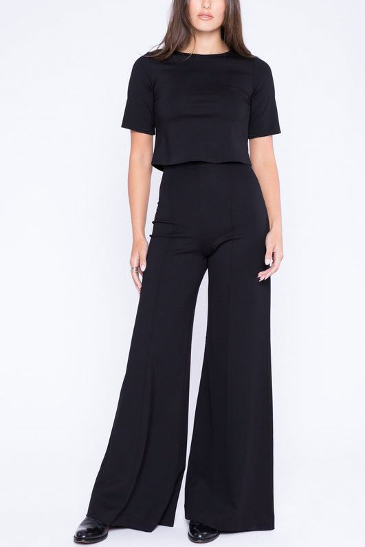 Ripley Rader Ponte Knit Wide Leg Pant in Black - Viva Diva Boutique