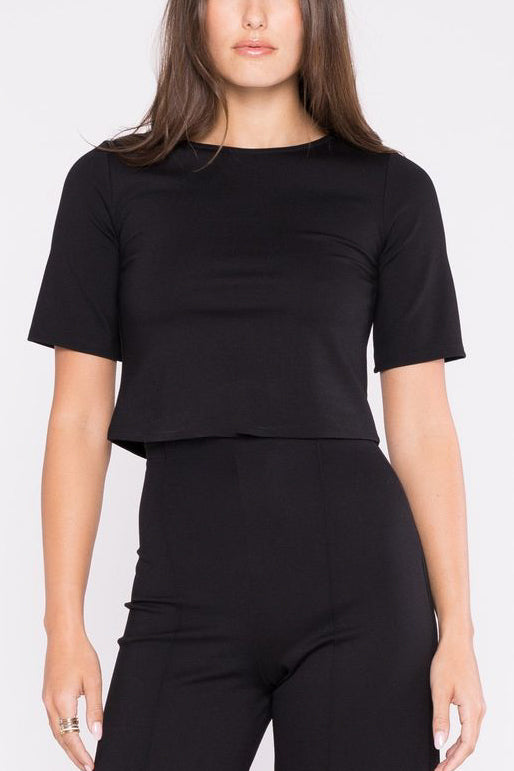 Ripley Rader Ponte Short Sleeve Top in Black