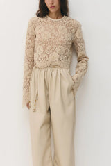 Sabina Musayev Nox Lace Top in Stone