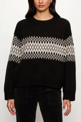 Sanctuary Argyle Crew Pullover in Black Argyle