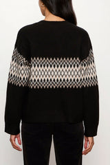 Sanctuary Argyle Crew Pullover in Black Argyle