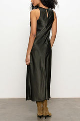 Sanctuary Clothing Everyday Satin Dress in Black Olive