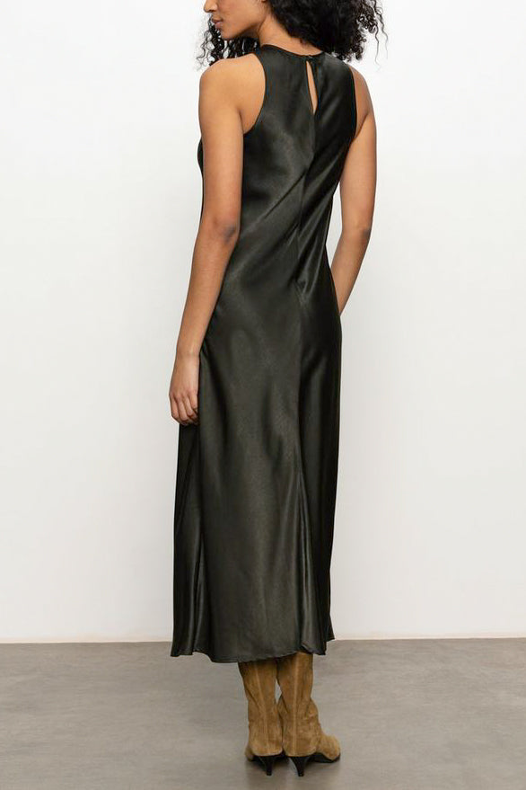 Sanctuary Clothing Everyday Satin Dress in Black Olive