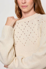 Sanctuary Femme Openwork Sweater in Vanilla Creme