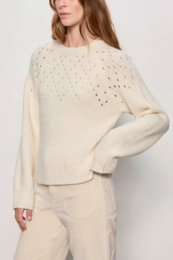 Sanctuary Femme Openwork Sweater in Vanilla Creme